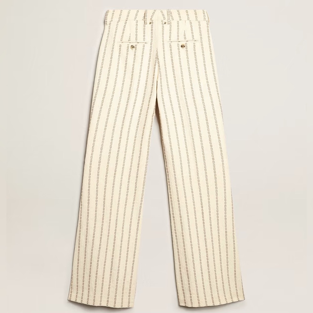 Golden Goose Cream Jacquard Flared Cotton Pants NWT - Picture 3 of 12